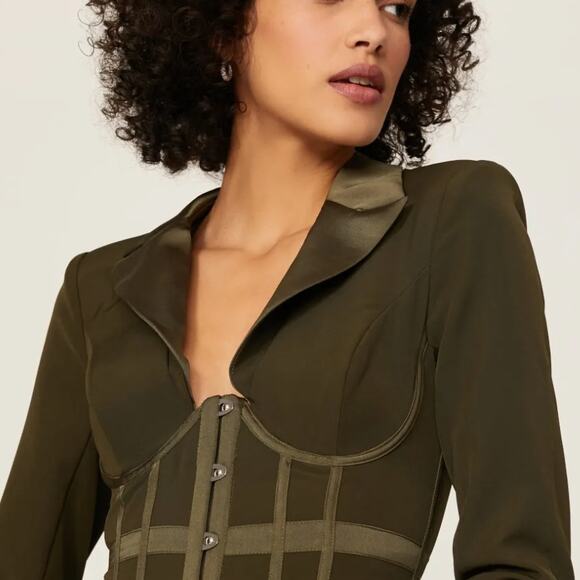 Lavish Alice Olive Green Corst Mini Dress Size 6  Designer Cocktail Bodycon $230 - Picture 4 of 10